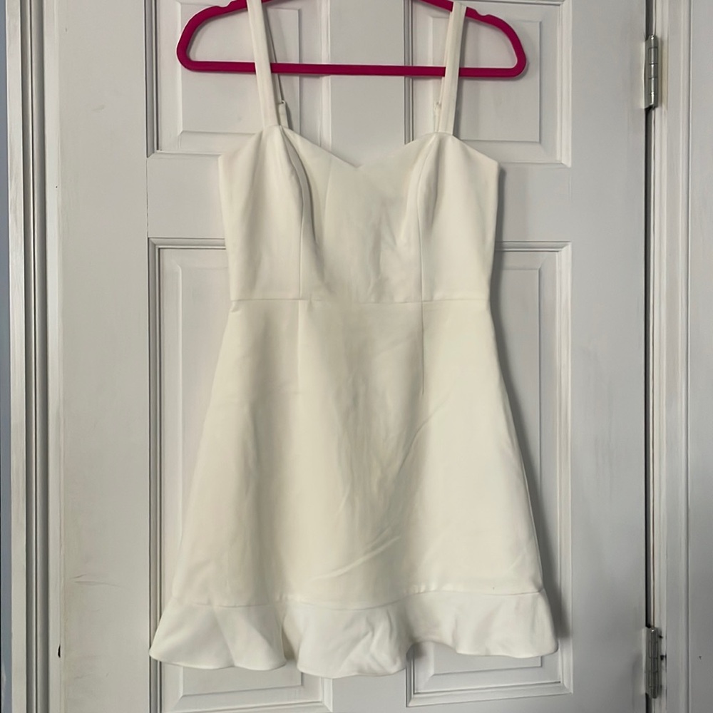 French Connection Whisper Ruffle Hem Sleeveless Fit & Flare Dress White Women's